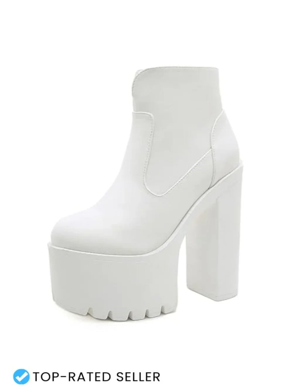 Chunky Platform High Heel Ankle Boots with Side Zipper